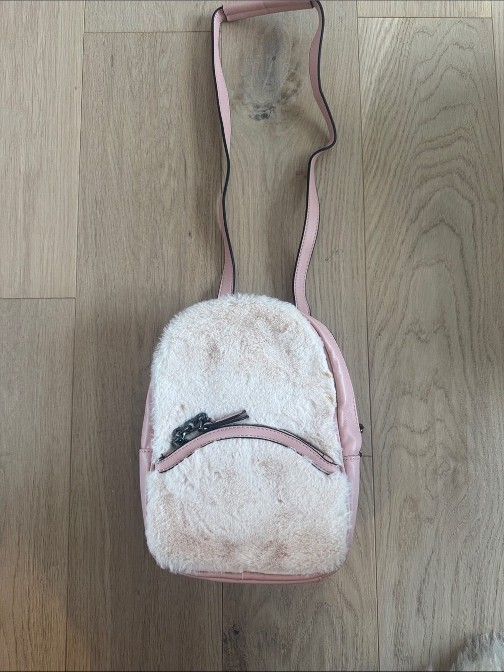 Pink Faux-Fur Crossbody Bag - Women's Shoulder Bag with backpack straps
